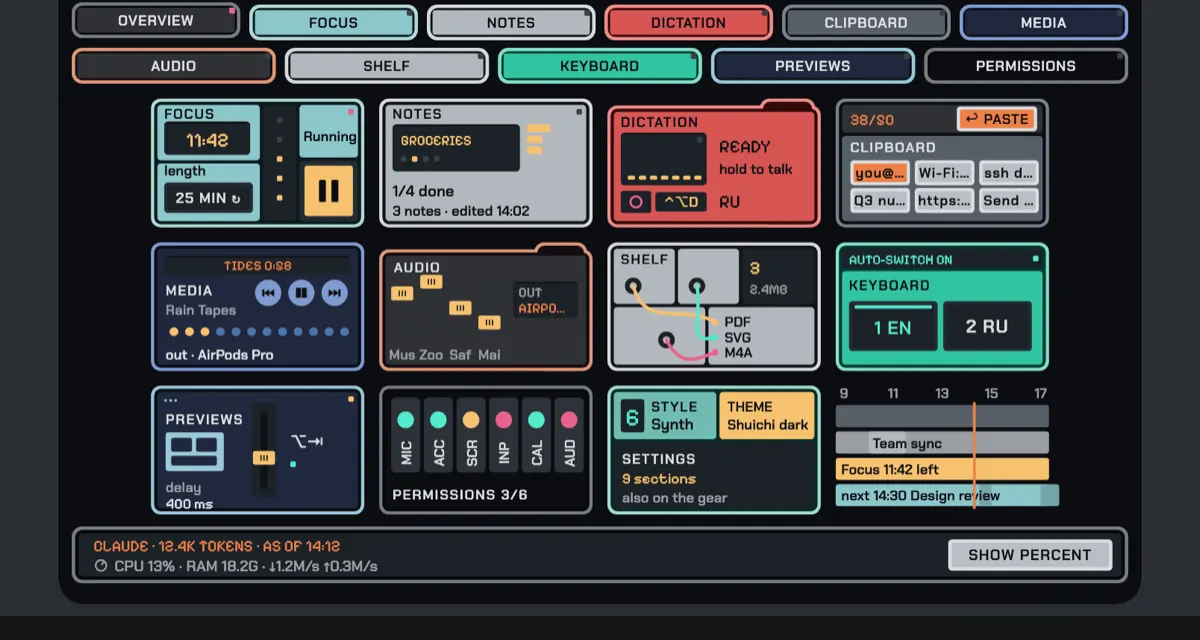 Design study in progress, not in the app yet: the Shuichi hub as a synth module rack.