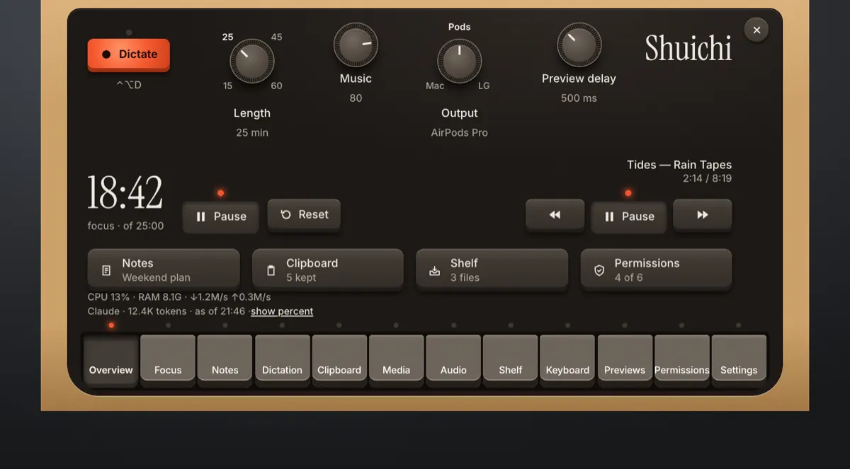 Design study in progress, not in the app yet: the Shuichi hub as a champagne keyboard.